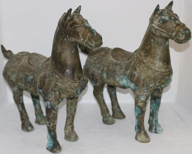 Appraisal: TWO SIMILAR BRONZE CHINESE HORSES TH CENTURY GOOD CONDITION X