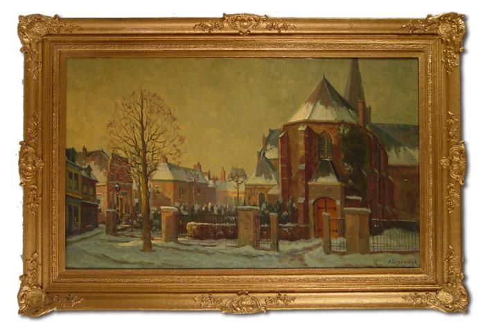 Appraisal: ZUIDERWIJK Adrianus - Winter European Snowy Village with Church OIL