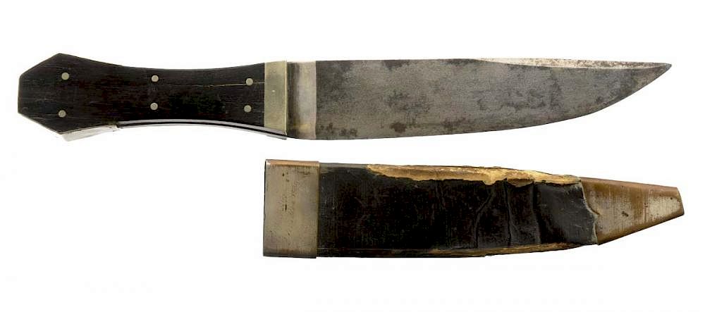 Appraisal: New York Coffin-Hilted Bowie Knife by Gravely Wreaks with Inscription