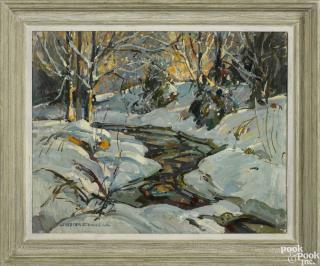 Appraisal: William Lester Stevens American - oil on board winter landscape