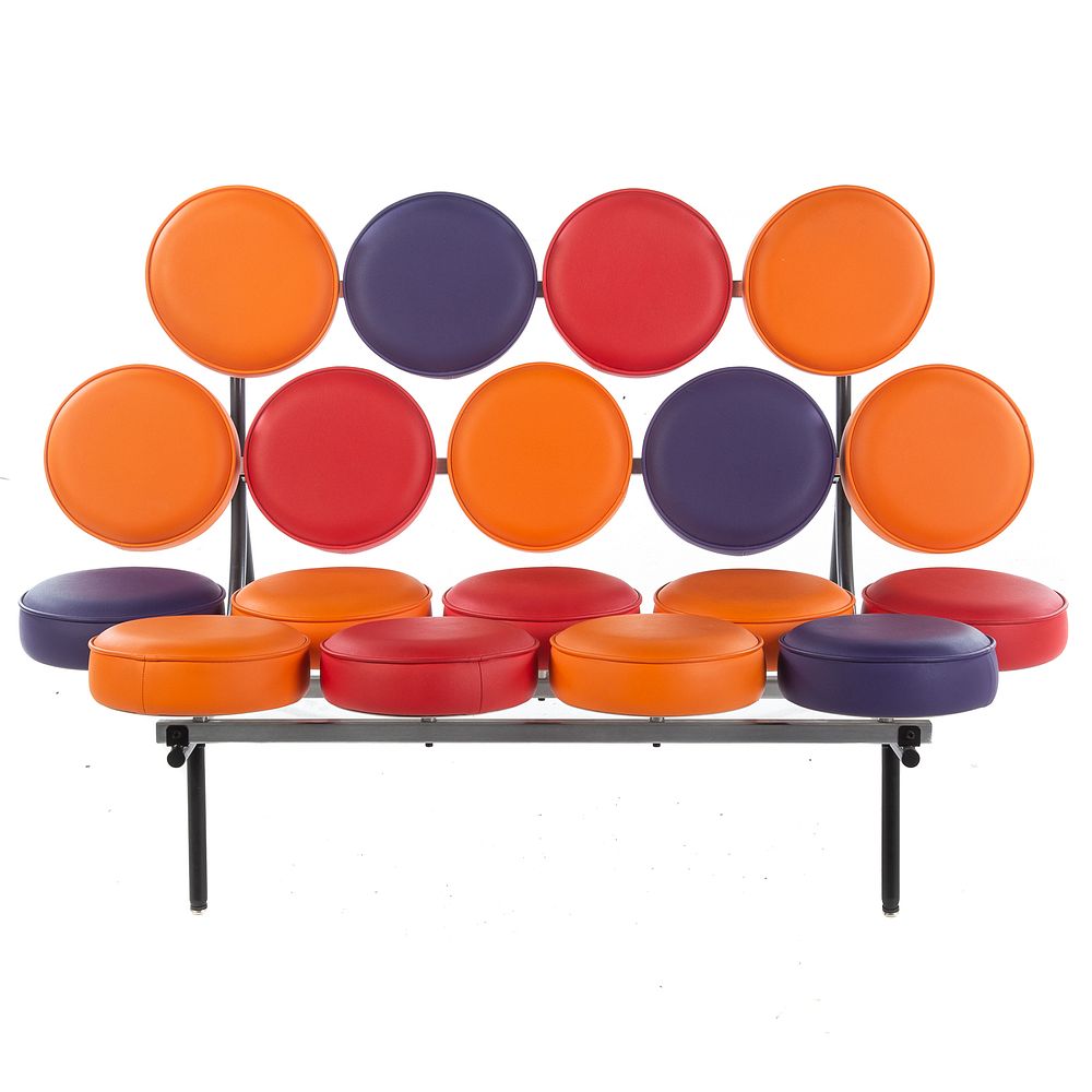 Appraisal: Herman Miller Marshmallow Sofa Metal frame with circular multi color