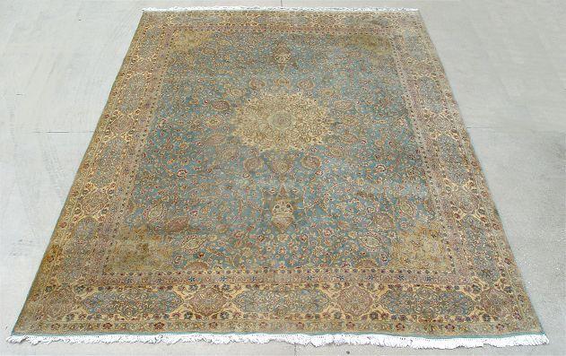 Appraisal: HAND TIED BLUE KERMAN CARPET Approx ' '' x '