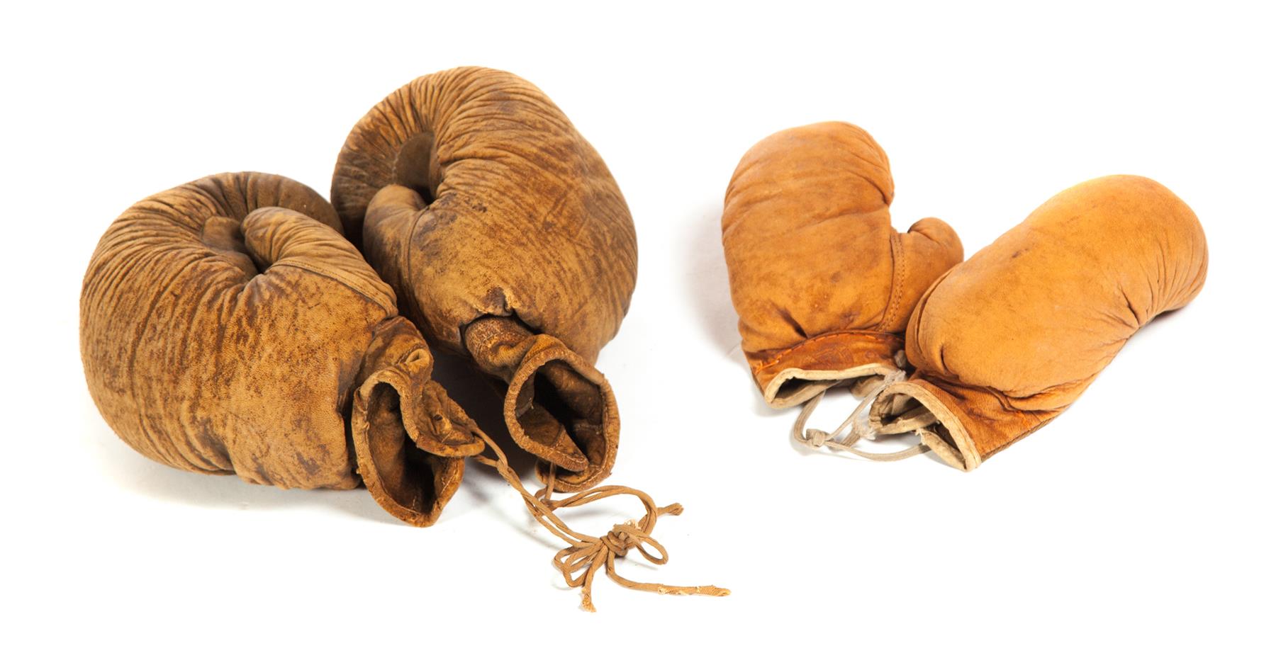 Appraisal: TWO PAIR OF LEATHER AMERICAN BOXING GLOVES Early th century