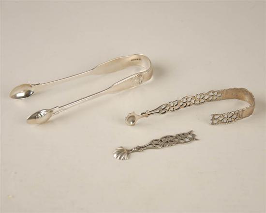 Appraisal: Two Pairs of English Sterling Tongs one with London date