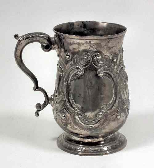 Appraisal: A George III silver baluster shaped tankard with C-scroll handle