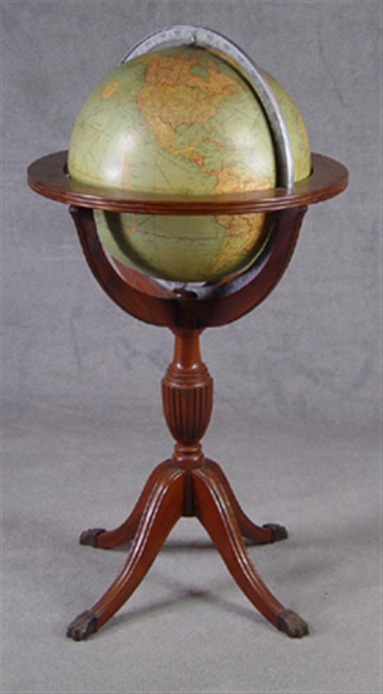 Appraisal: Regency Style Stand Replogle Library Globe Circa Mahogany stand with