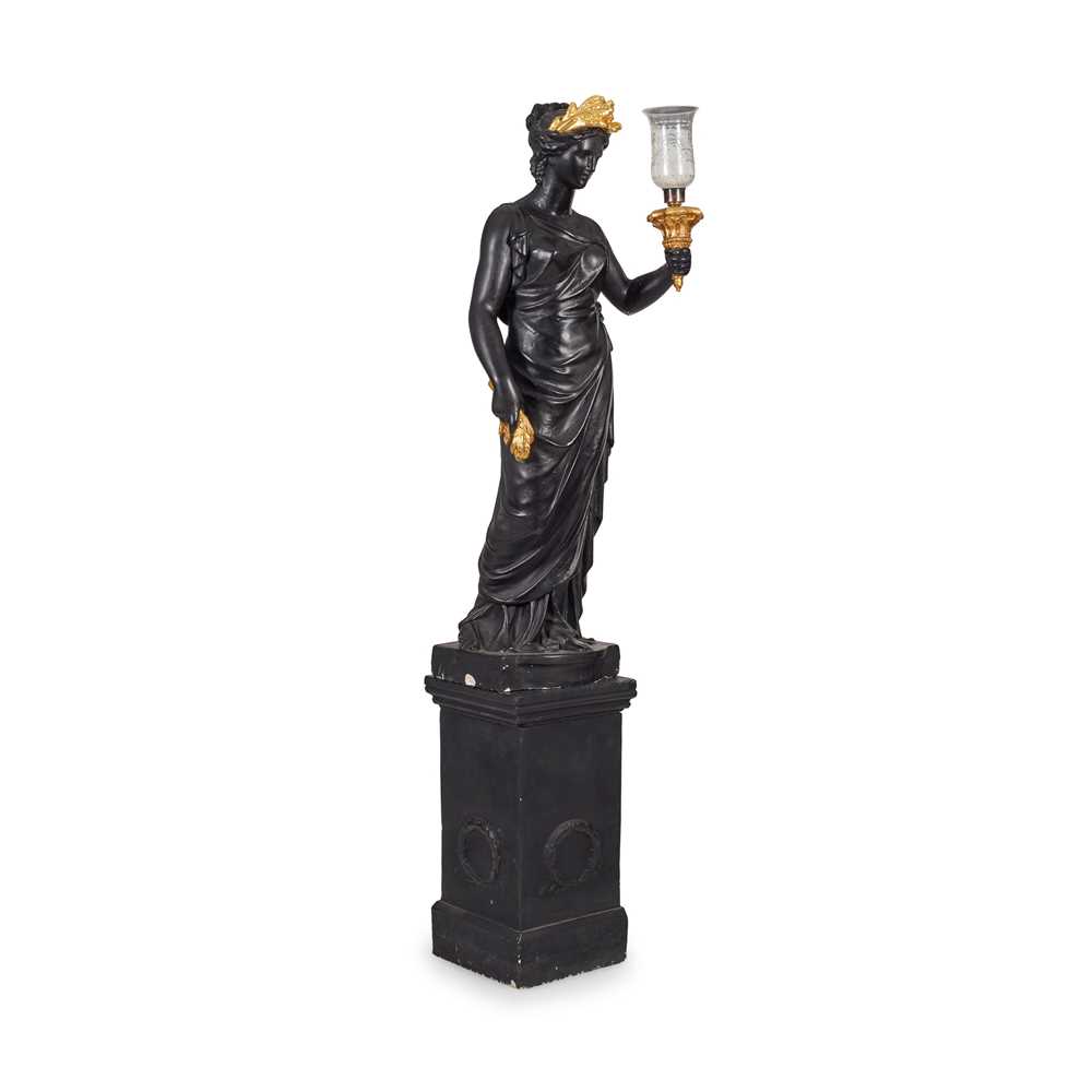 Appraisal: EBONISED PLASTER FIGURAL TORCHERE OF CERES IN THE MANNER OF