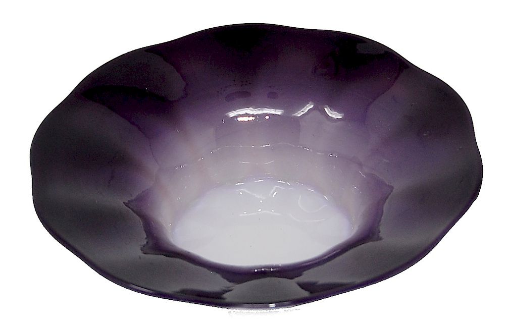 Appraisal: Tiffany Plum Pastel Opalescent Art Glass Bowl Tiffany Plum Pastel