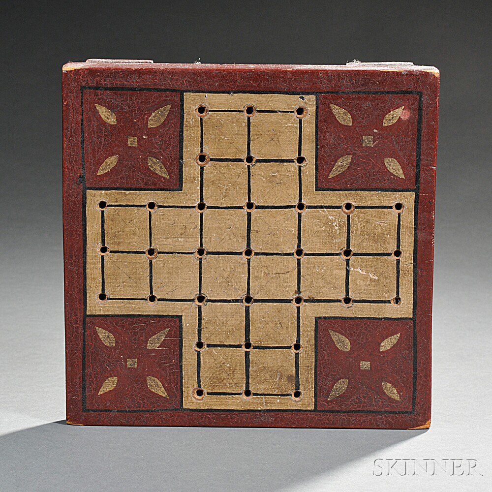 Appraisal: Paint-decorated Mill Game Board America early th century painted red