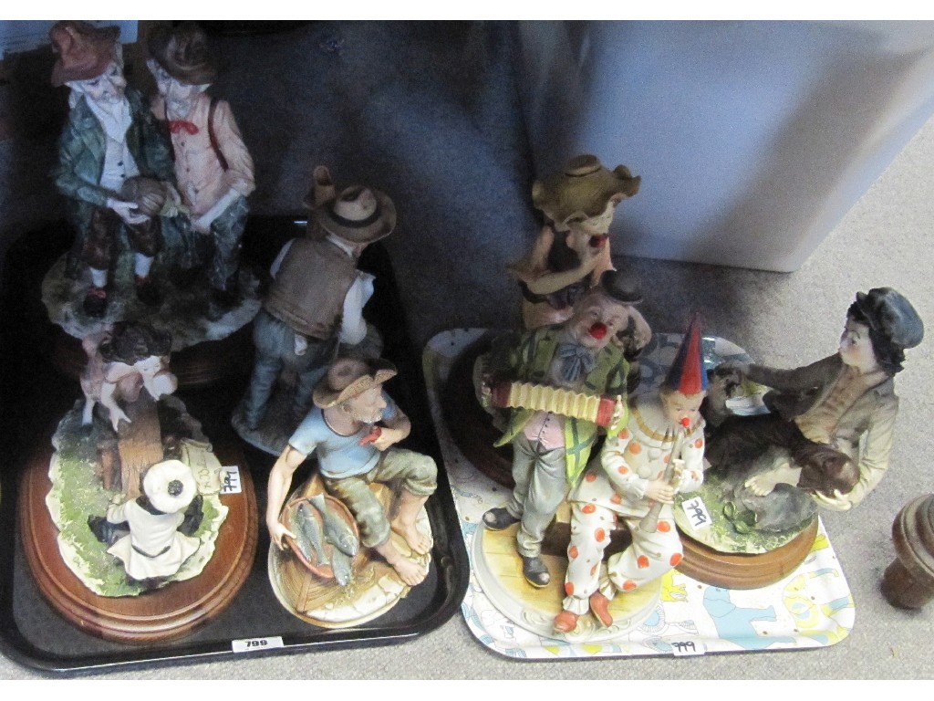 Appraisal: Lot comprising two trays of assorted figures - Capodimonte etc