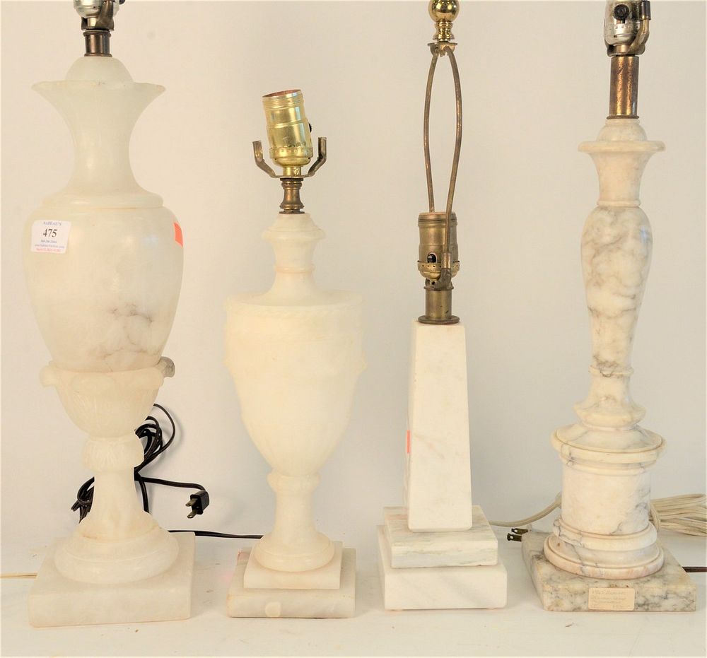 Appraisal: Four Table Lamps to include alabaster along with marble tallest