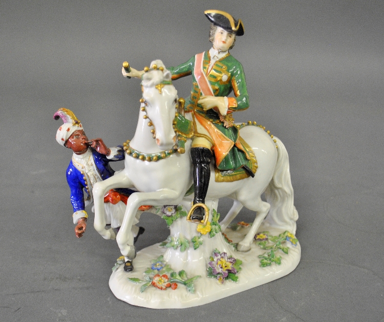 Appraisal: - Continental porcelain equine figure with Elizabeth of Russia probably