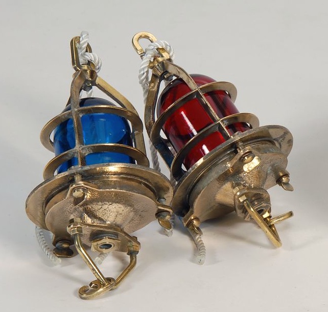 Appraisal: PAIR OF SOLID BRASS SHIP'S CONVOY LIGHTS th CenturyFrom the