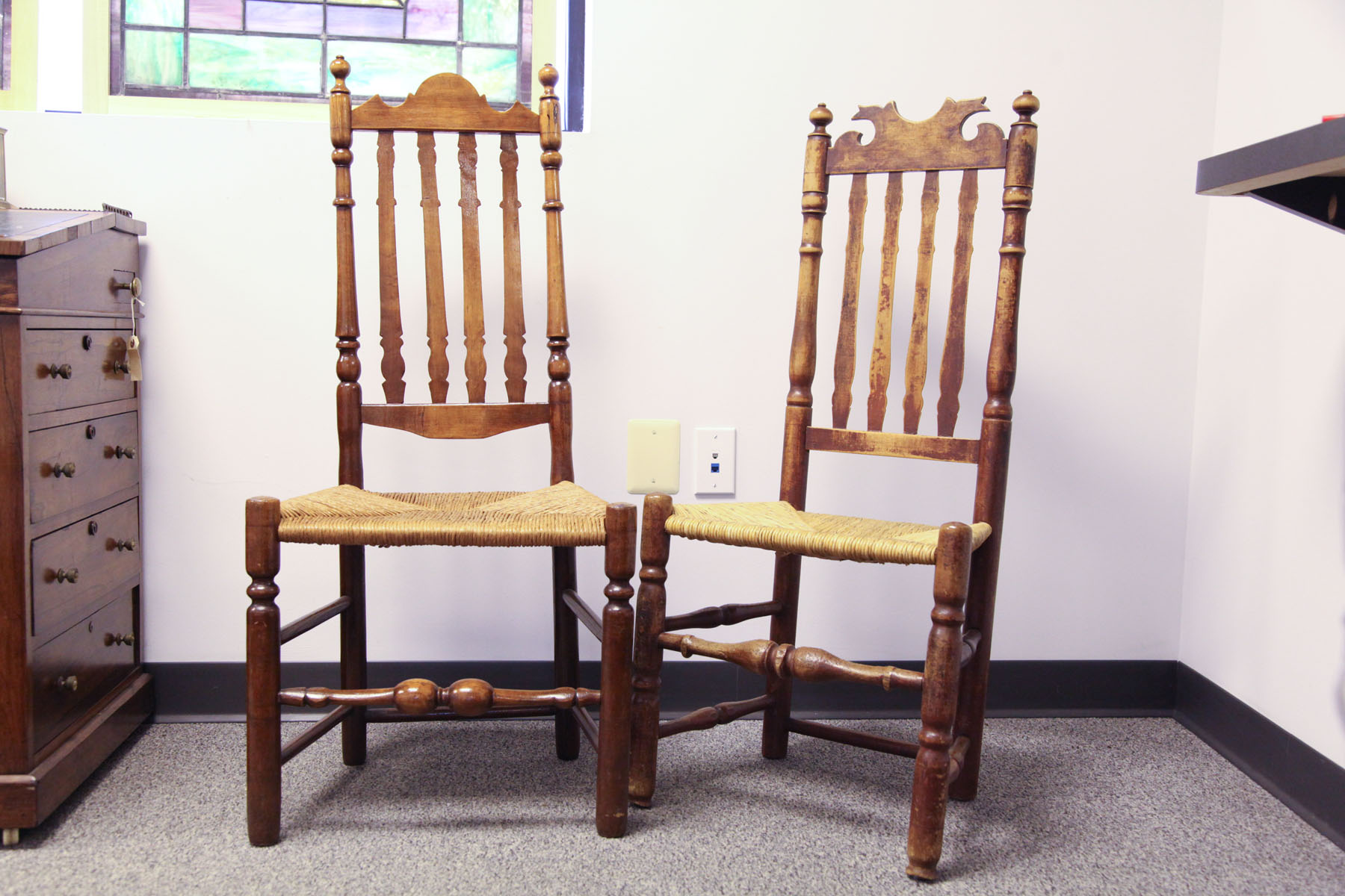 Appraisal: TWO SIDECHAIRS American th century pine Bannister back sidechairs having