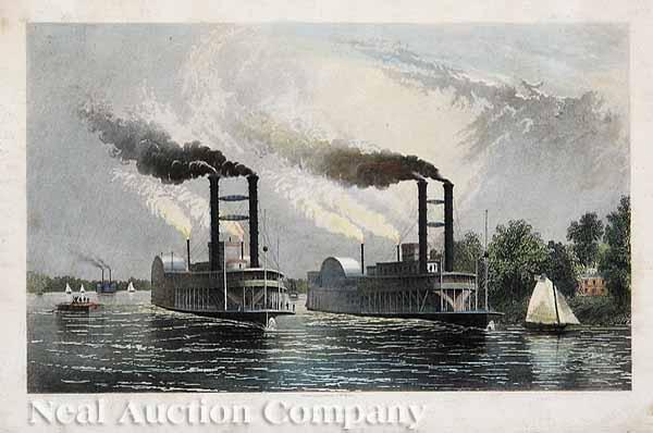 Appraisal: A Group of Eight Antique Steamboat Prints th c small