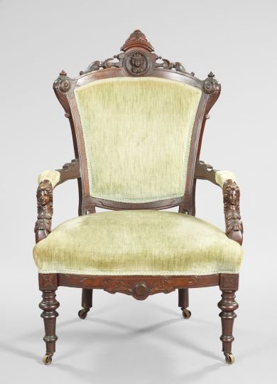 Appraisal: American Renaissance Revival Walnut Armchair attributed to John Jelliff Newark