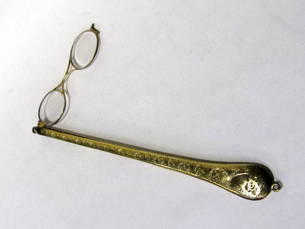 Appraisal: Cased Victorian silver gilt lorgnette London