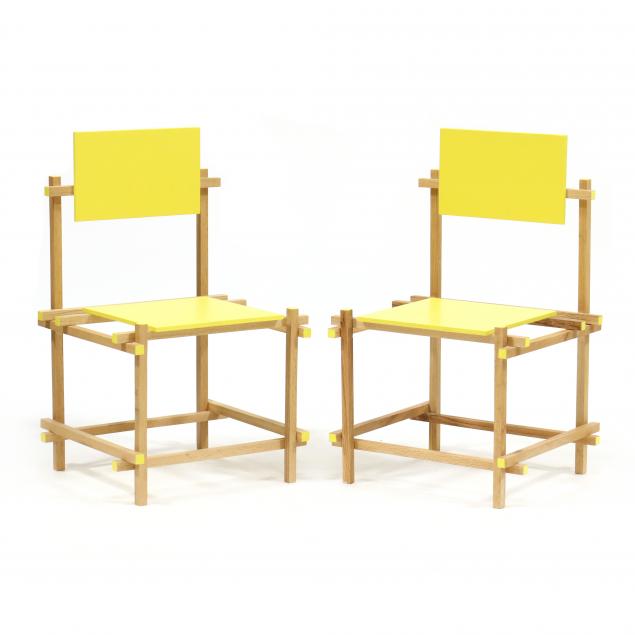 Appraisal: AFTER GERRIT RIETVELD PAIR OF DE LIGT DINING CHAIRS After