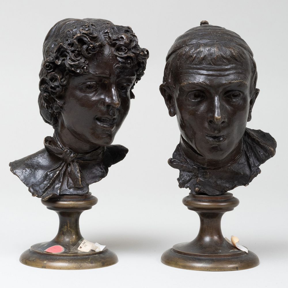 Appraisal: Lorenzo Bozzi - Two Portrait Busts Two bronze both signed