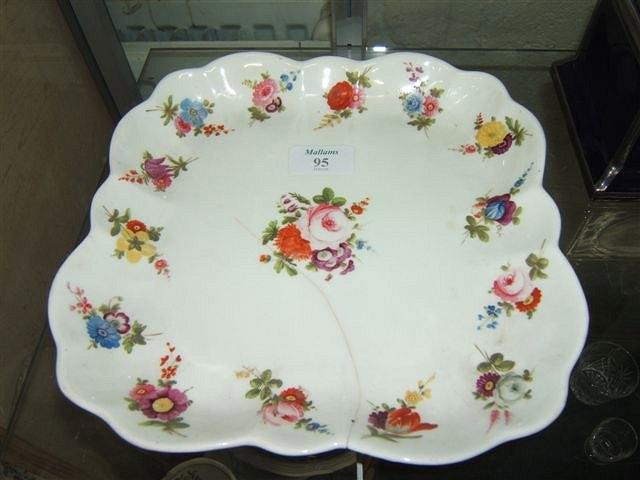 Appraisal: A Swansea porcelain square dish with scalloped edge decorated with