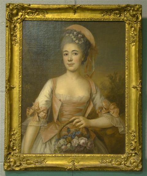 Appraisal: STYLE OF DROUAIS FRENCH TH CENTURY LA BOUQUETIER Oil on