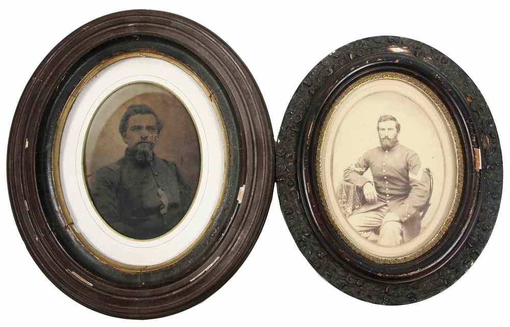 Appraisal: FRAMED CIVIL WAR OFFICER PHOTOS - Both probably from Maine