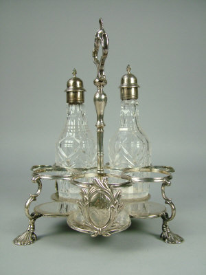 Appraisal: A George III silver five division cruet stand London of