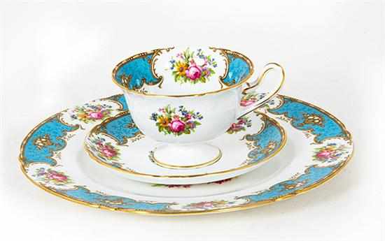 Appraisal: English porcelain breakfast service by Shelley Duchess pattern comprising plates