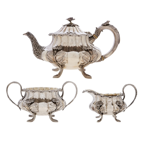 Appraisal: A fine George IV three-piece silver tea service of melon