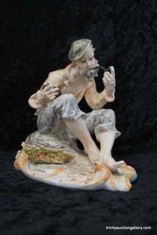 Appraisal: Capodimonte Smoking Fisherman FigurineHallmarked and etched on bottom with Capodimonte