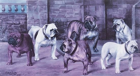 Appraisal: Two Prints depicting Bulldogs Largest x inches Two Prints depicting