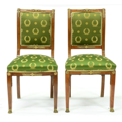 Appraisal: A pair of Charles X ormolu mounted mahogany chairs with