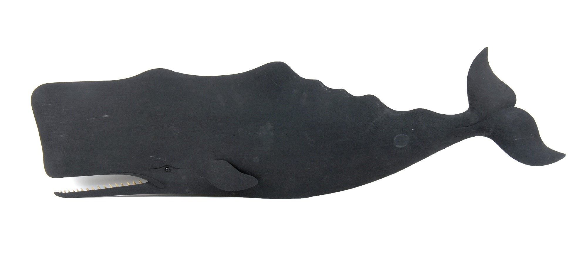 Appraisal: CARVED WOODEN SPERM WHALE th CenturyIn pine painted black Carved