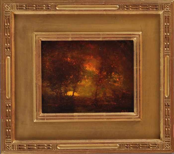 Appraisal: HENRY HAMMOND AHL - MOONRISE AT SUNSET Oil on board