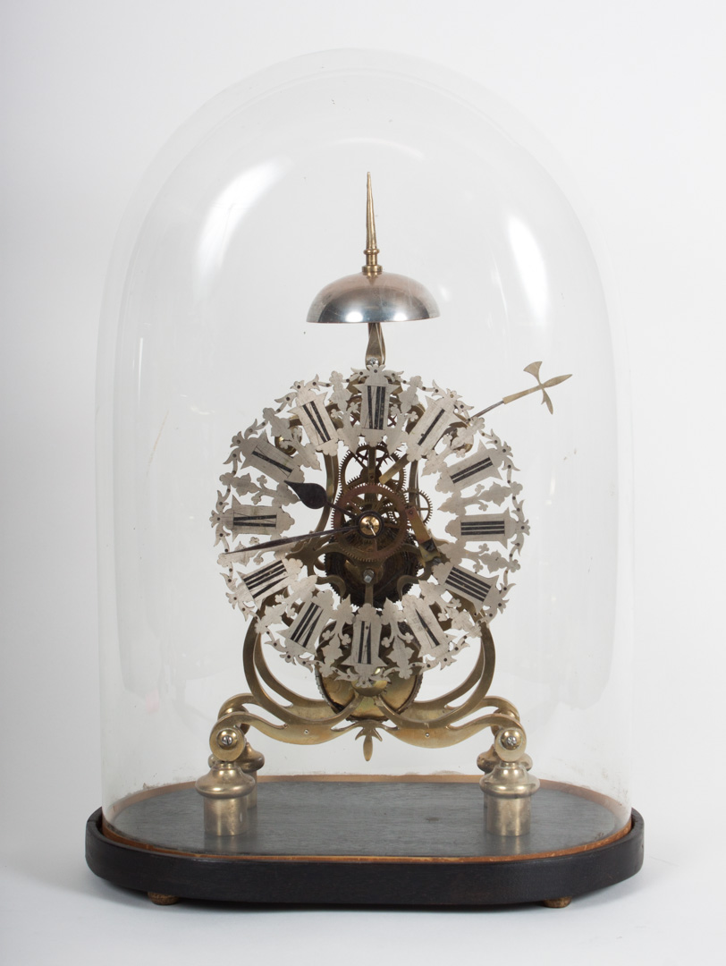 Appraisal: Victorian skeleton clock with dome second half- th century pierced