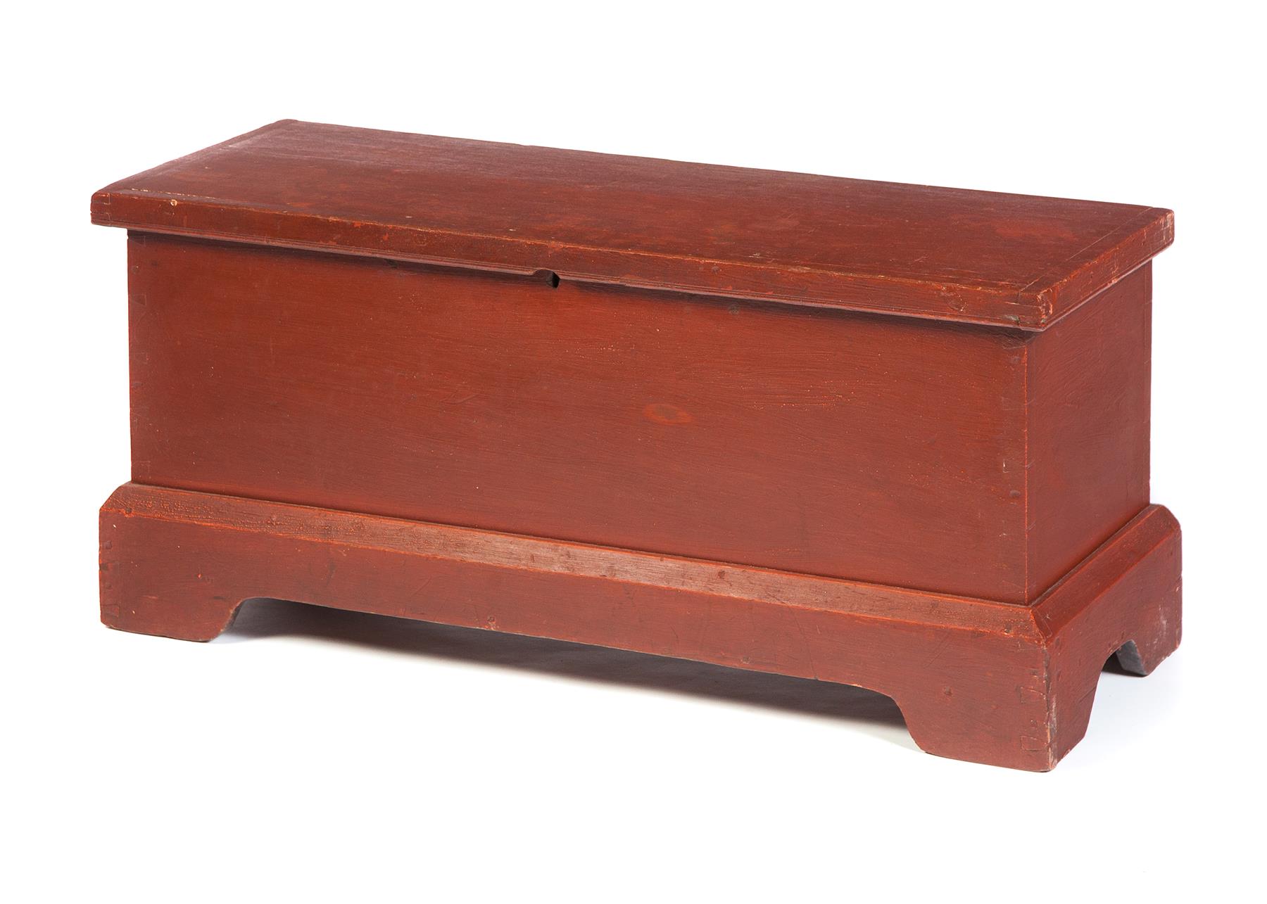 Appraisal: PAINTED SIX-BOARD DIMINUTIVE BLANKET CHEST American nd half- th century