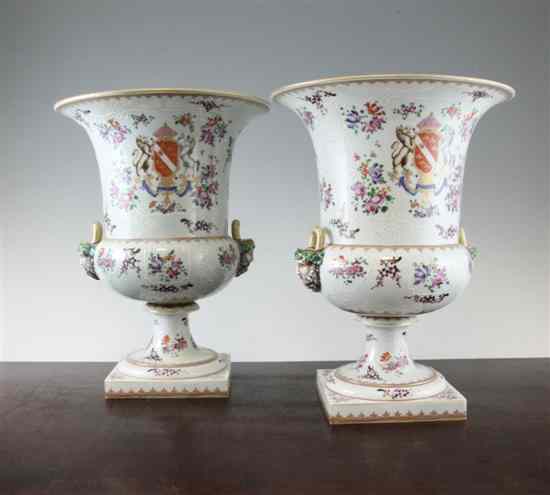 Appraisal: A pair of Samson of Paris campana vases late th