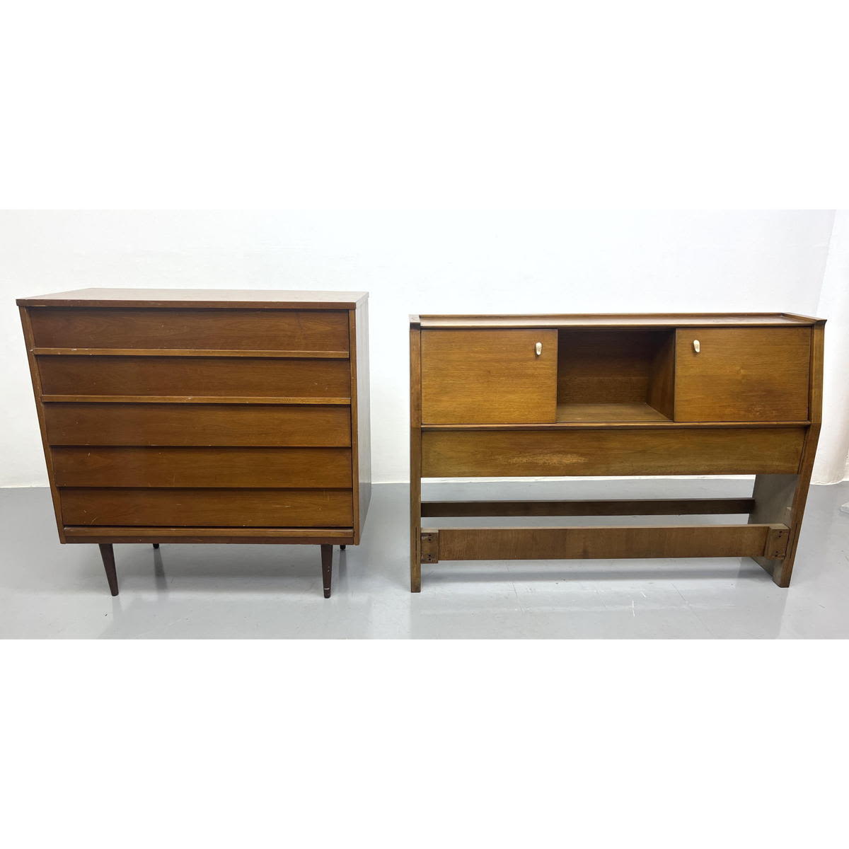 Appraisal: DIXIE AMERICAN MODERN Tall chest and Bed Width of the