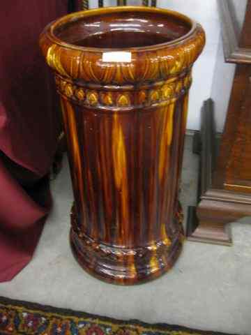 Appraisal: Brush-McCoy Art Pottery Umbrella Stand brown blended glaze '' tall