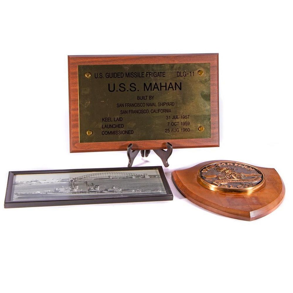 Appraisal: USS Mahan DLG- USS MAHAN DLG- Bronze plaque on would