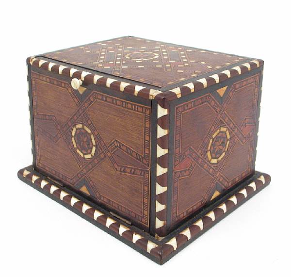 Appraisal: An Indian ivory inlaid wooden cigarette box height in length