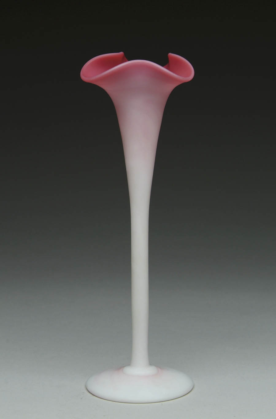 Appraisal: GUNDERSEN PEACH BLOW LILY VASE Matte finish great color SIZE