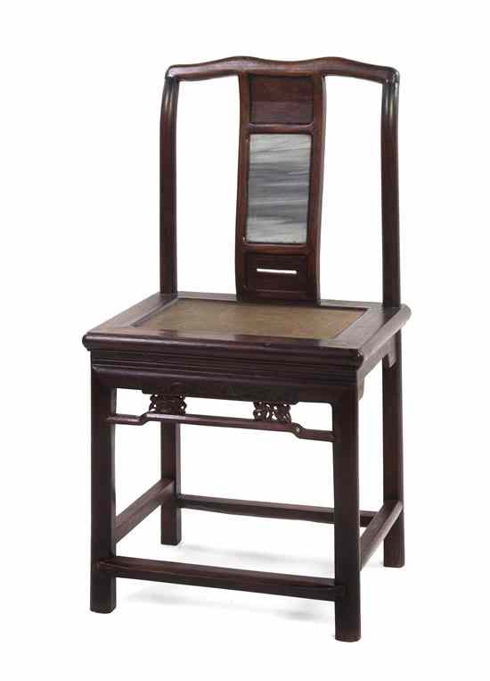 Appraisal: A Chinese Hardwood Yokeback Side Chair having an S-form splat