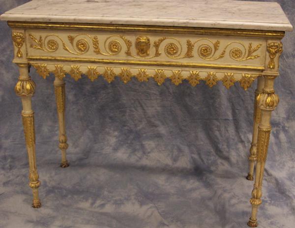 Appraisal: Italian Directoire marble top console table with lion and lady