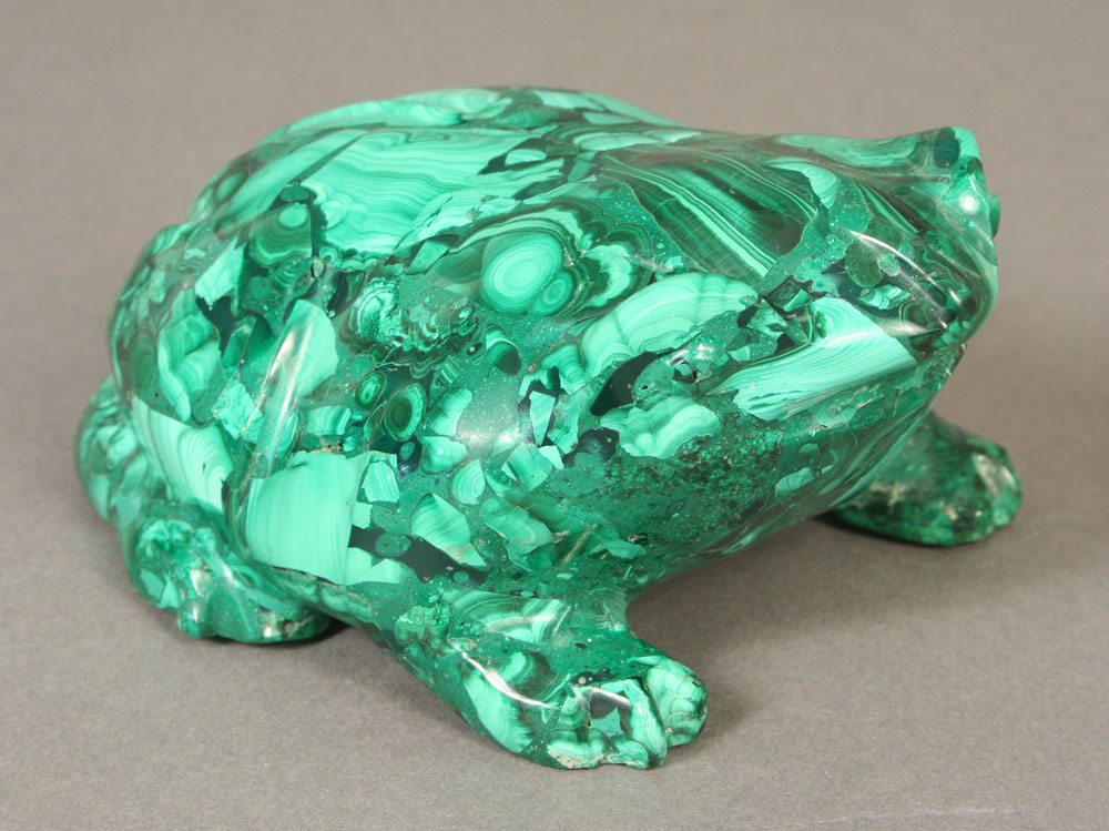 Appraisal: - Russian Malachite Frog Russian malachite life-size frog h x