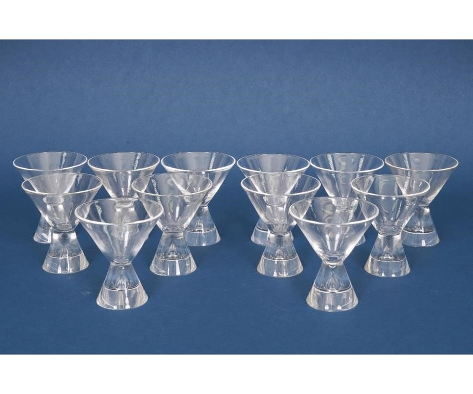 Appraisal: Twelve Steuben crystal teardrop martini liquor glasses h x dia