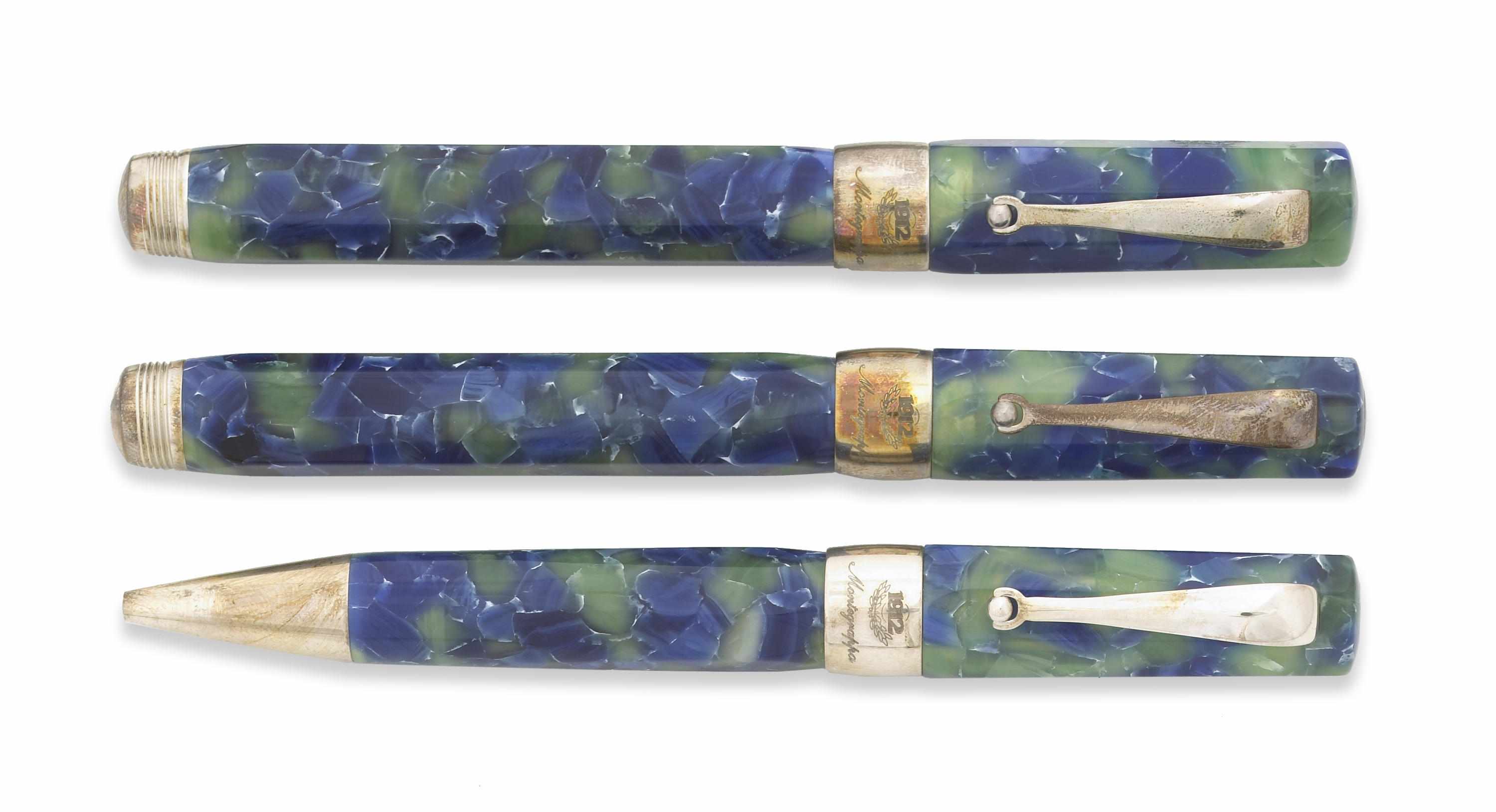 Appraisal: MONTEGRAPPA Harmony Series Set of in blue and green marble