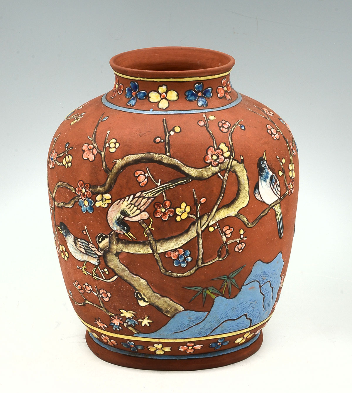 Appraisal: JAPANESE SUMIDA STYLE VASE Japanese Sumida style terracotta vase having