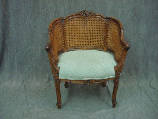 Appraisal: Louis XV Style Double Caned and Carved Bergere From a