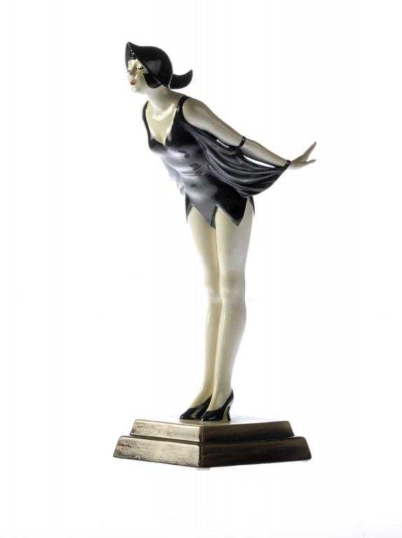 Appraisal: A GOLDSCHEIDER EARTHENWARE FIGURE OF A YOUNG WOMAN MODELLED BY